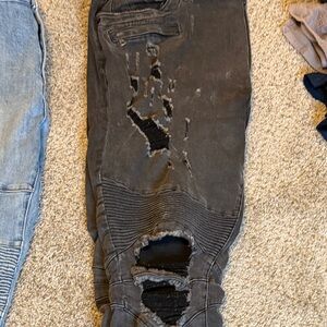 Men's Distressed Black Jeans